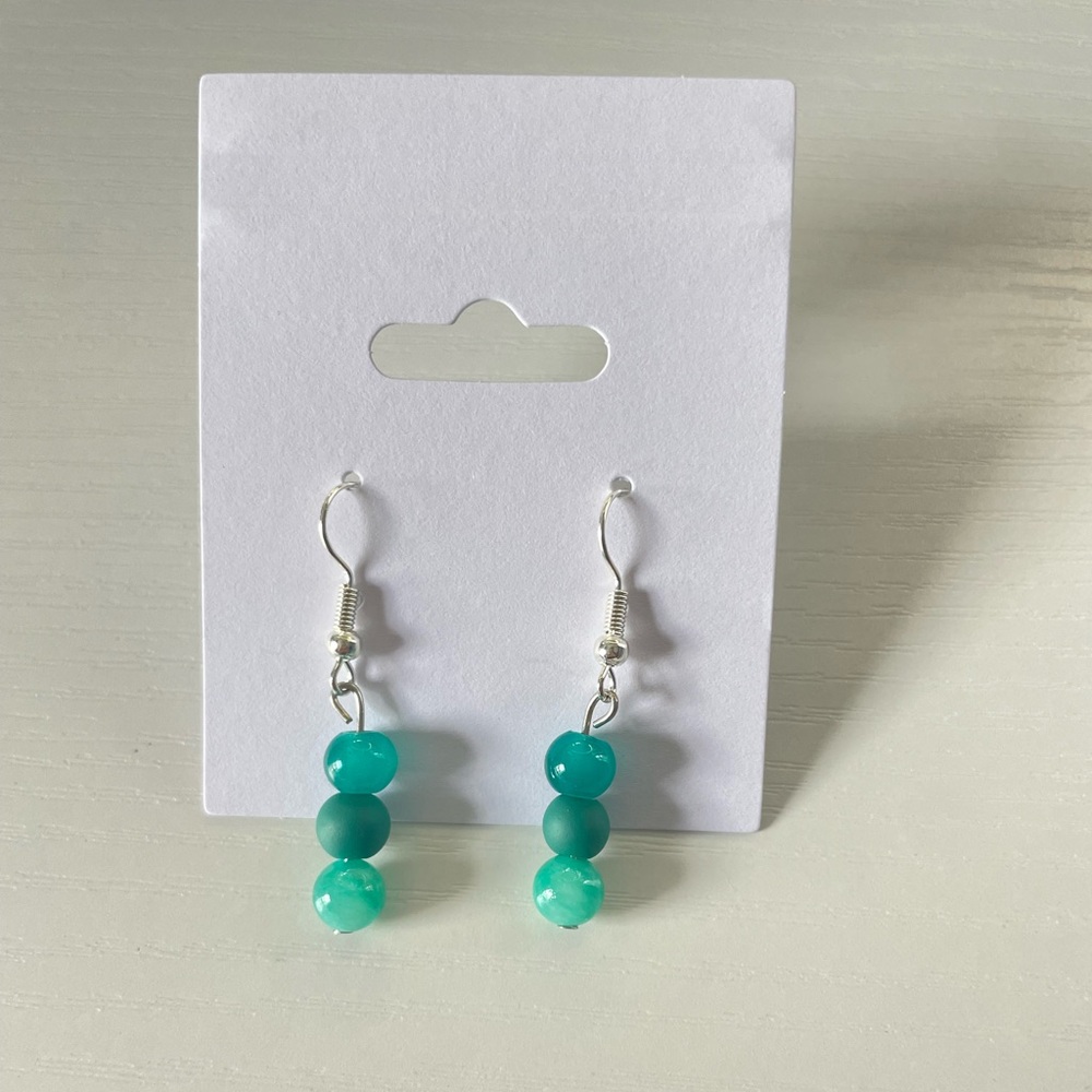 Handmade Teal Beaded Earrings